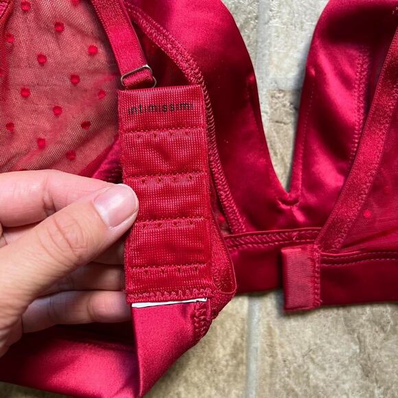 Intimissimi Bra 32B Wireless Red Polka Dot Sheer Romantic Feminine Maximalist - Picture 4 of 5